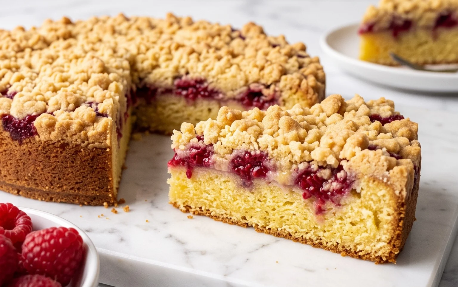 Zitrone Himbeer Streuselkuchen: Fruchtig & Knusprig