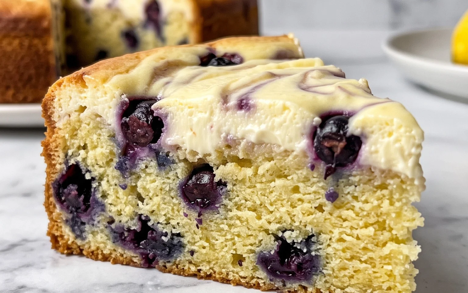 Zitronen-Blaubeer-Kuchen: Cremiges Cheesecake-Topping