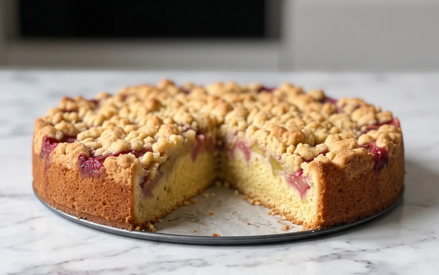 Blitzschneller Rhabarberkuchen mit Streuseln: Rezept für Eilige