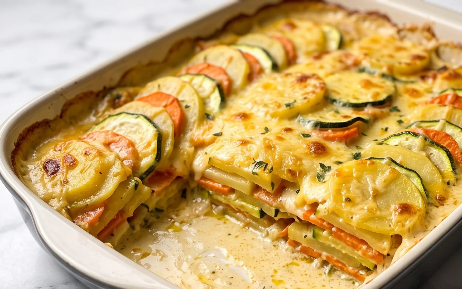 Vegetarischer Kartoffelauflauf: Zucchini & Karotten Deluxe