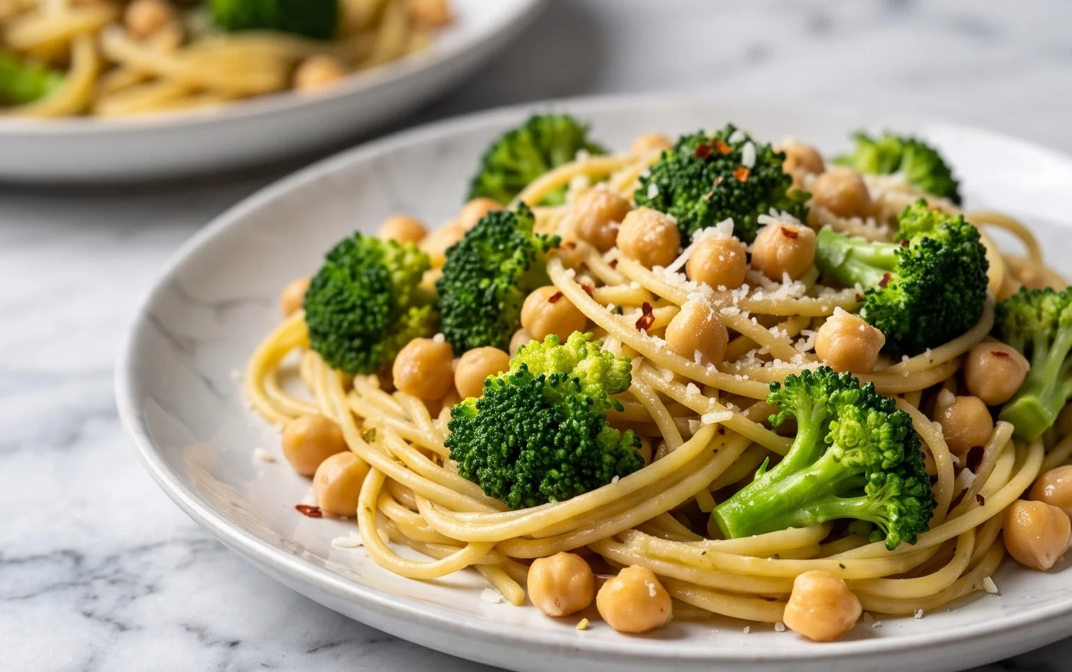 Brokkoli Kichererbsen Pasta: Blitzrezept mit Knoblauch & Öl
