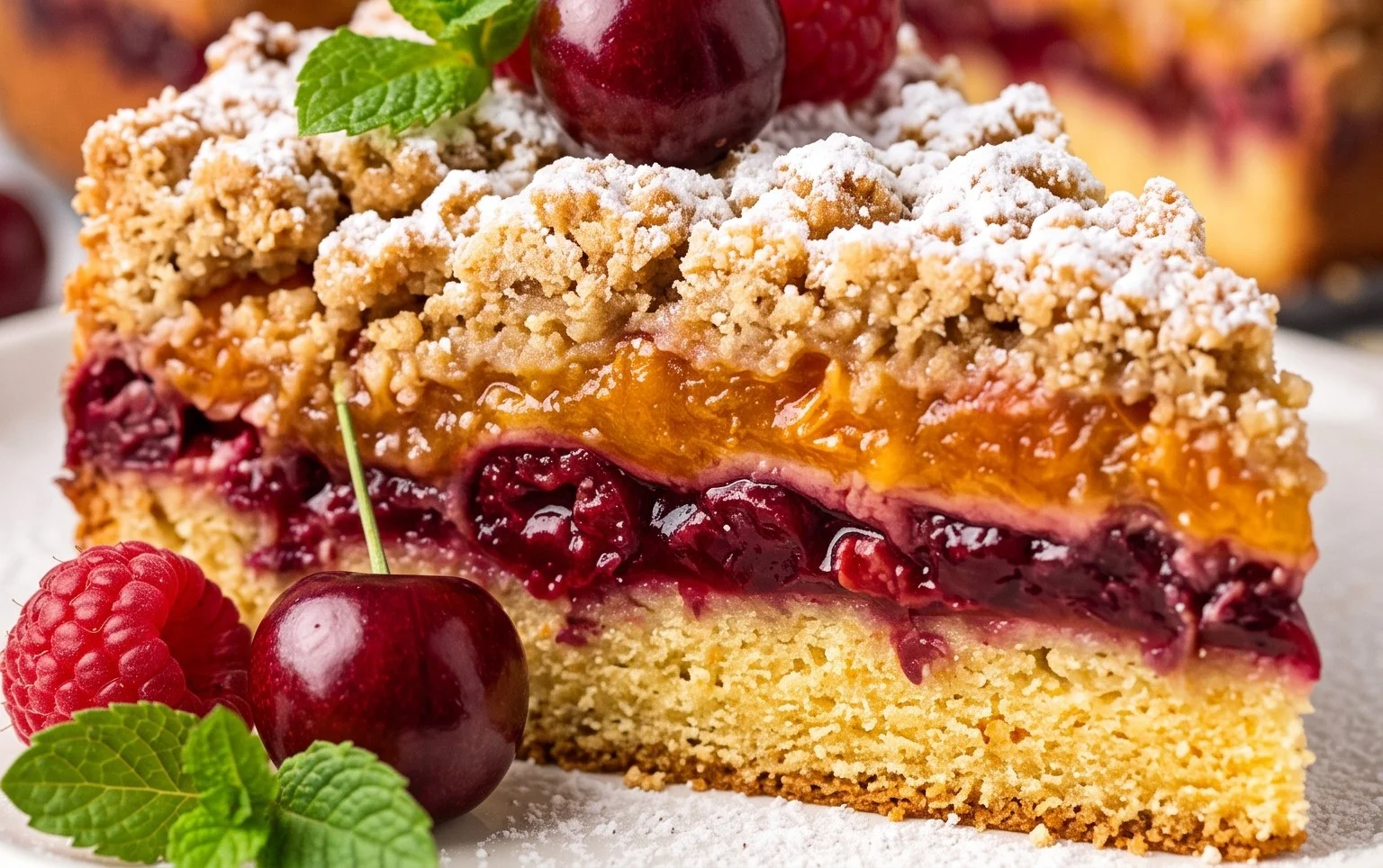 Wie vom Landcafé: Prassel-Bauerntorte mit zweierlei Kompott Rezept