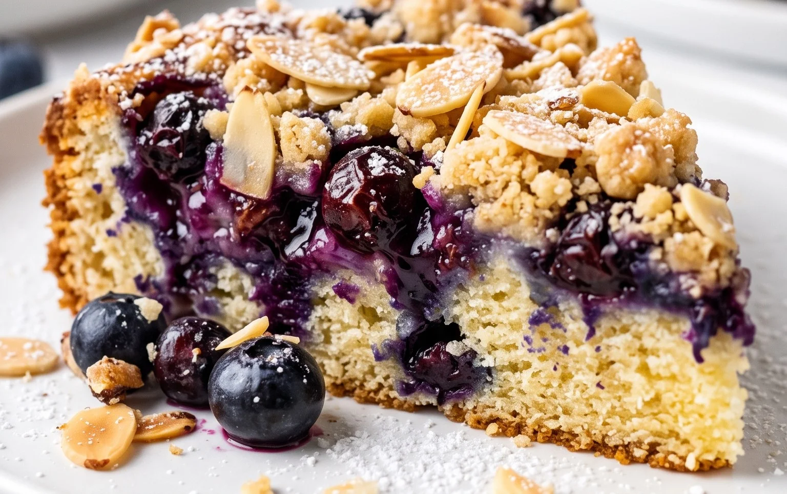 Blaubeer-Butterkuchen mit Mandeln: Glück ist backbar